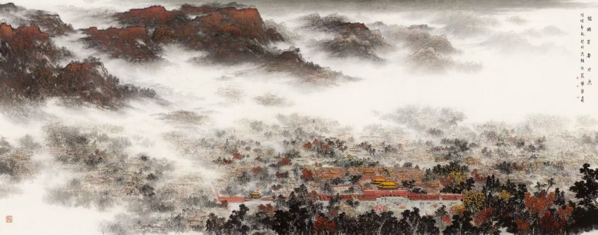 丹青绘中轴 文脉永传承  &mdash;&mdash;&ldquo;庆祝北京中轴线申遗成功一周年&middot;杨留义北京中轴线城市山水画展&rdquo;在京开幕(图9)